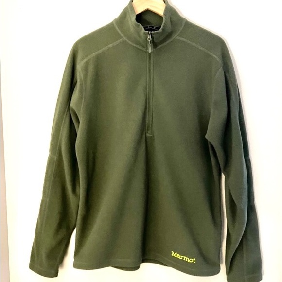 Marmot Green 1/4 Zip Fleece Pullover Sweater Jacket Top Size Medium - Picture 1 of 7